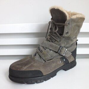 POLO RALPH LAUREN Tavin Rollover Leather Shearling Boots Sz-11